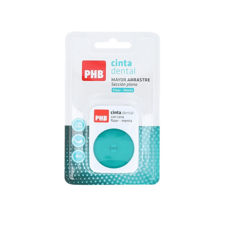 PHB Cinta Dental Mayor Arrastre con Cera Flúor Menta 50m