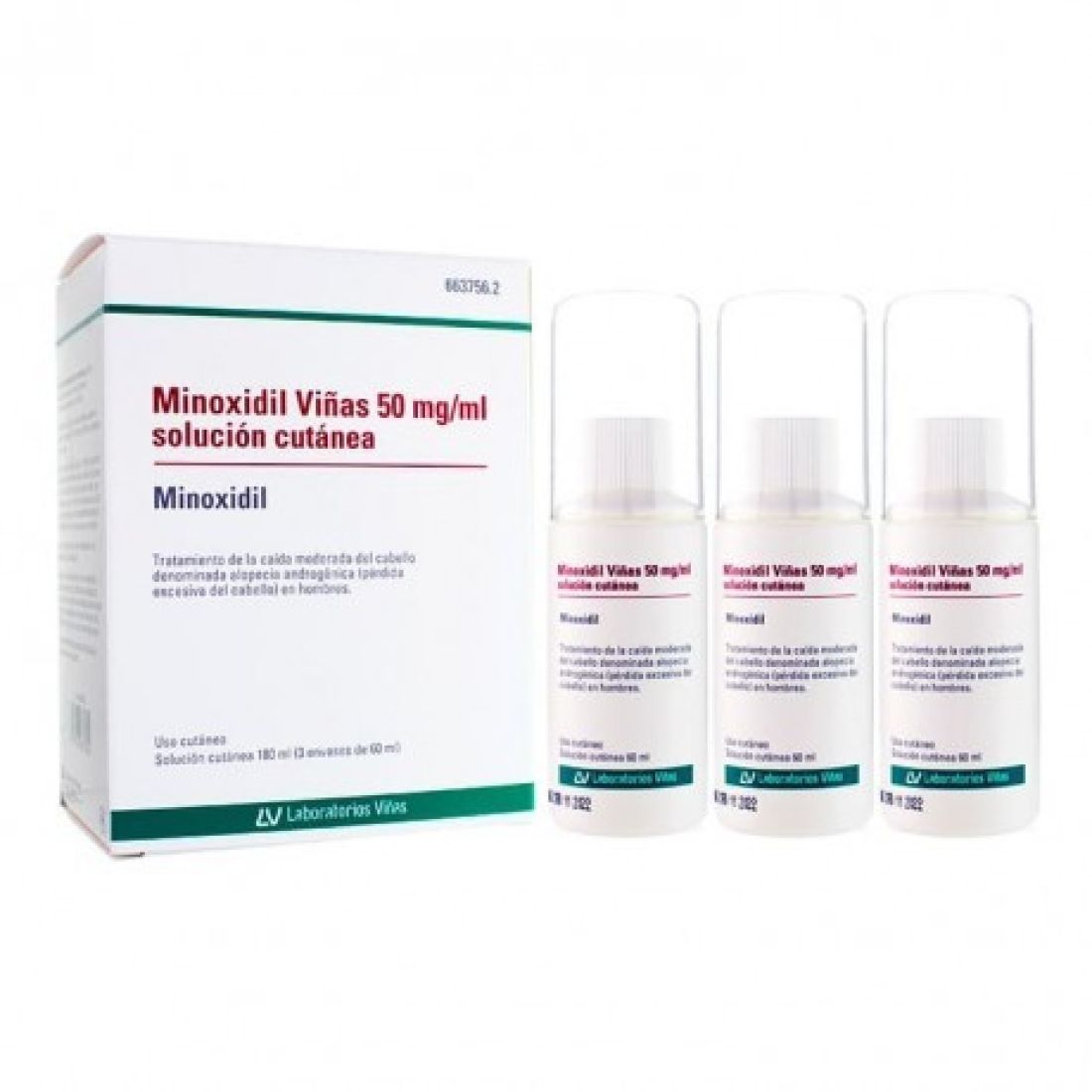 Minoxidil Viñas 50mg/ml Caída del Cabello 180ml (3x60ml)