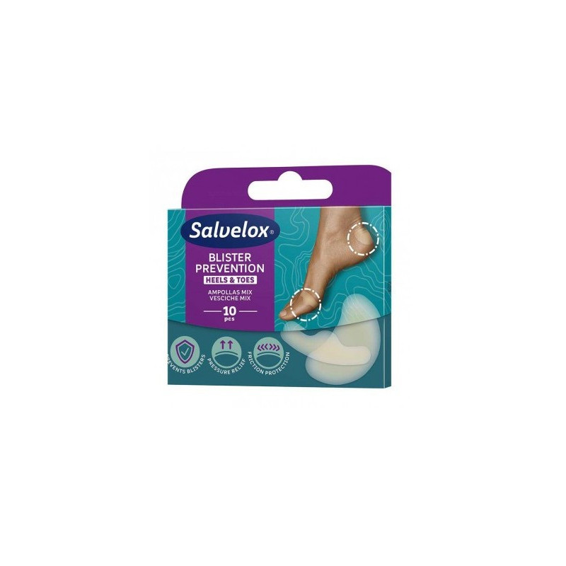 Salvelox 10apositos prevención de ampollas dedos y talones de los pies