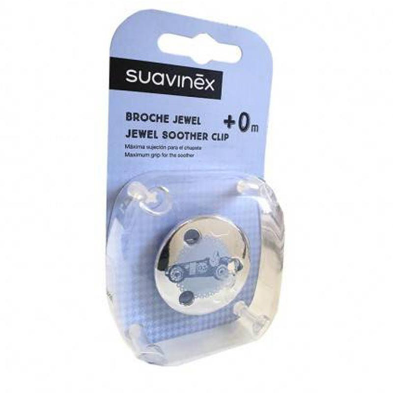Suavinex Broche Jewel +0M Azul-Plata
