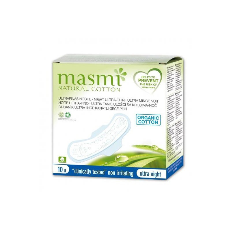 Masmi Natural Cotton Compresas con Alas Ultrafinas de Noche 10ud