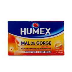 HUMEX DOLOR DE GARGANTA MIEL LIMÓN 24 PASTILLAS