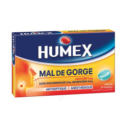 HUMEX DOLOR DE GARGANTA LIDOCAINA SABOR MENTA 24 PASTILLAS