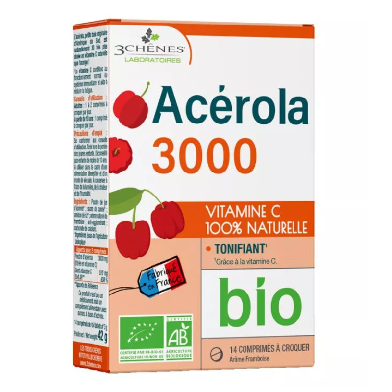 3CHENES ACEROLA 3000 14 COMPRIMIDOS SABOR FRAMBUESA