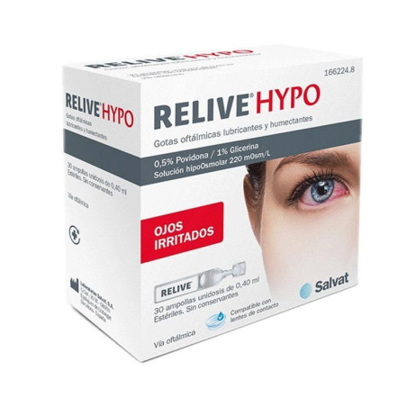Relive Hypo Gotas Oftálmicas Lubricantes y Humectantes 30 ampollas