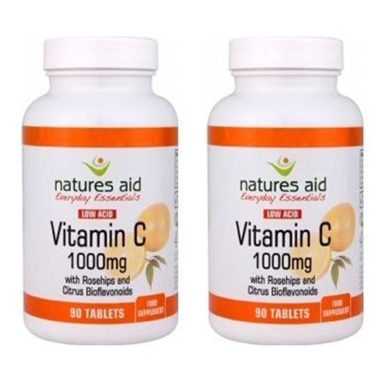 Natures Aid Vitamina C 1000mg Low Acid 90 compridos x2 unidades