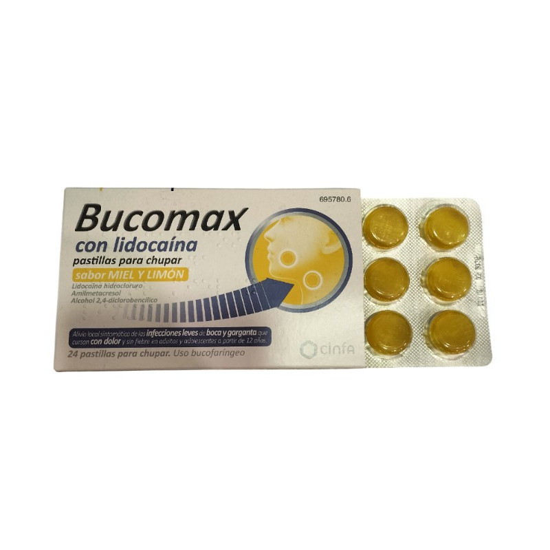 BUCOMAX LIDOCAÍNA SABOR MIEL LIMÓN 24 PASTILLAS