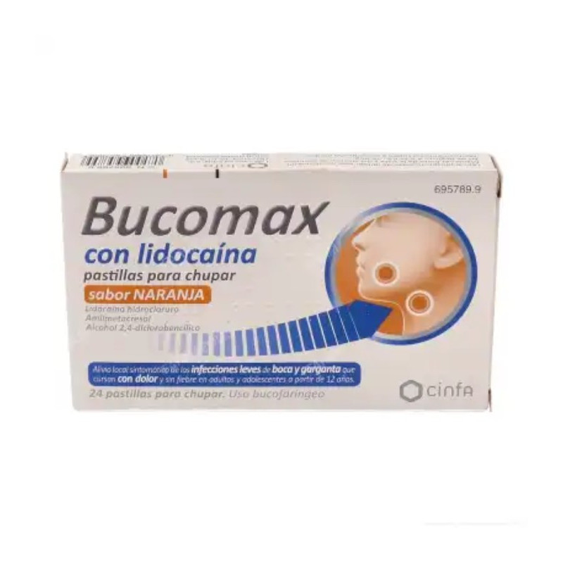 BUCOMAX LIDOCAÍNA SABOR NARANJA 24 PASTILLAS