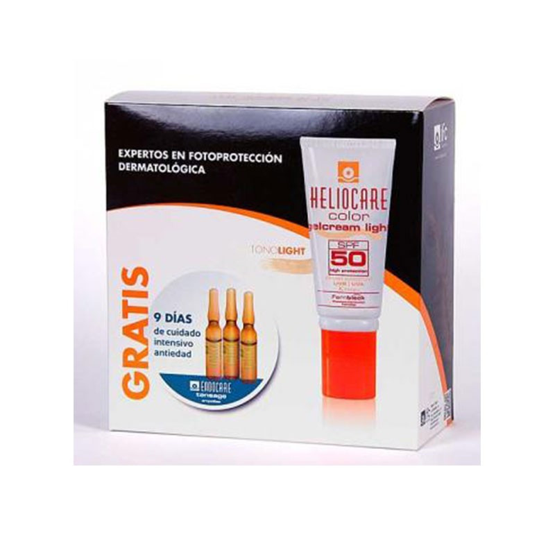 Heliocare Gel-Crema Color Light SPF50 + Endocare Tensage 3 ampollas
